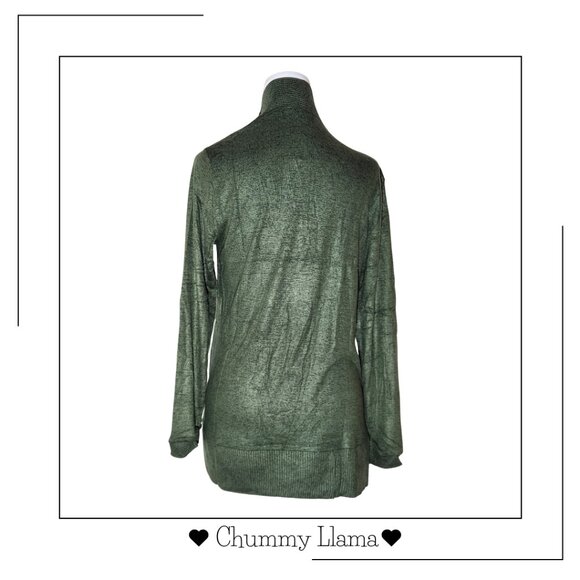 Bobeau Olive Green Open-Front Cardigan – Soft Lightweight Knit, Size MP - Picture 2 of 3